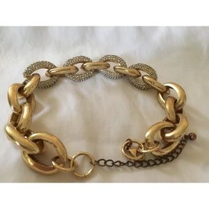 Bebe gold tone and rhinestone choker necklace